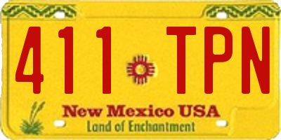 NM license plate 411TPN