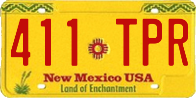NM license plate 411TPR