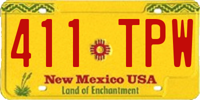 NM license plate 411TPW