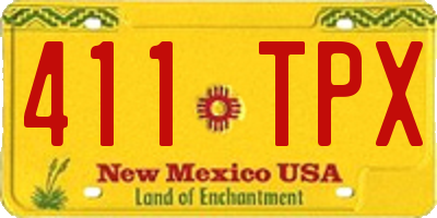 NM license plate 411TPX