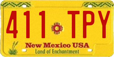NM license plate 411TPY