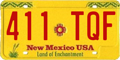 NM license plate 411TQF