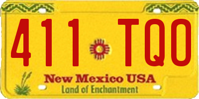 NM license plate 411TQO