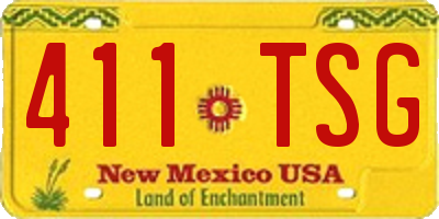 NM license plate 411TSG