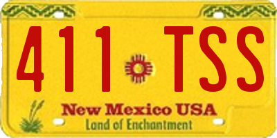 NM license plate 411TSS