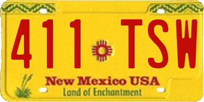 NM license plate 411TSW