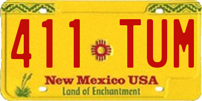 NM license plate 411TUM