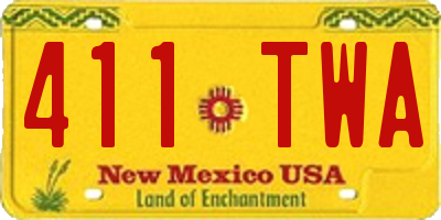 NM license plate 411TWA