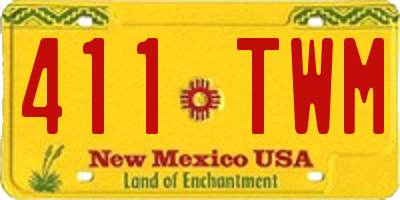 NM license plate 411TWM