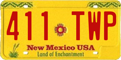 NM license plate 411TWP