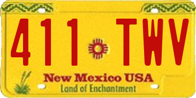 NM license plate 411TWV