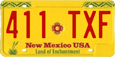 NM license plate 411TXF