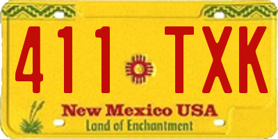 NM license plate 411TXK