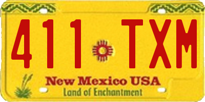 NM license plate 411TXM