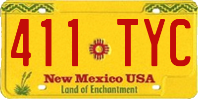 NM license plate 411TYC