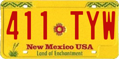 NM license plate 411TYW