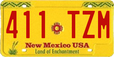 NM license plate 411TZM