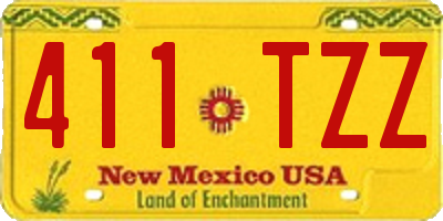 NM license plate 411TZZ