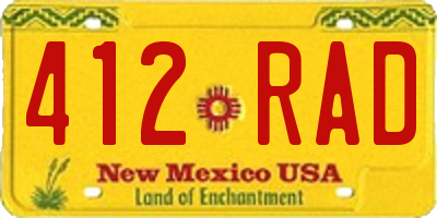 NM license plate 412RAD