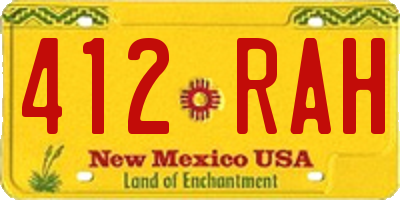 NM license plate 412RAH