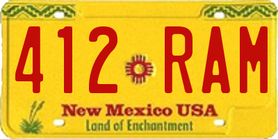 NM license plate 412RAM