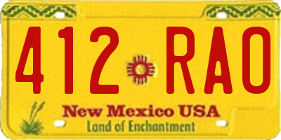 NM license plate 412RAO