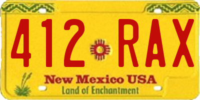 NM license plate 412RAX