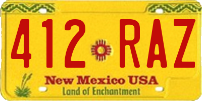 NM license plate 412RAZ