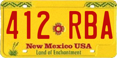 NM license plate 412RBA