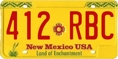 NM license plate 412RBC