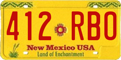 NM license plate 412RBO
