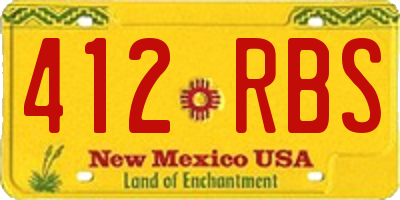 NM license plate 412RBS