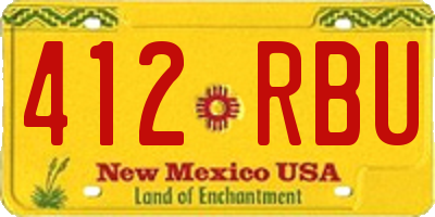NM license plate 412RBU