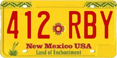NM license plate 412RBY