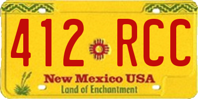 NM license plate 412RCC