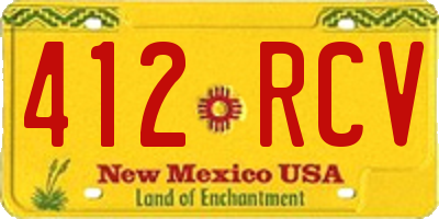 NM license plate 412RCV