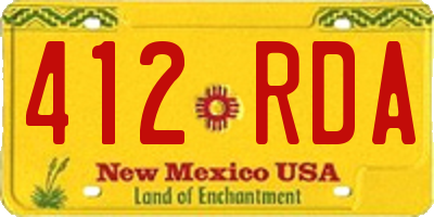 NM license plate 412RDA
