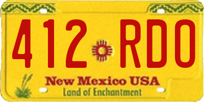 NM license plate 412RDO