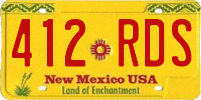 NM license plate 412RDS