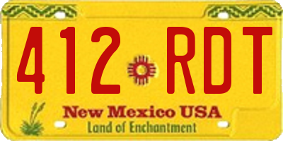 NM license plate 412RDT