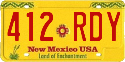 NM license plate 412RDY
