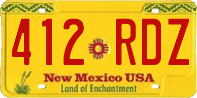 NM license plate 412RDZ