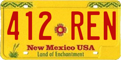 NM license plate 412REN