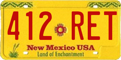 NM license plate 412RET