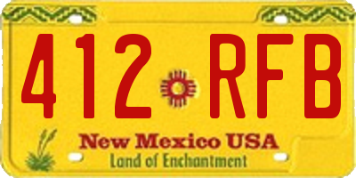 NM license plate 412RFB