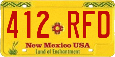 NM license plate 412RFD