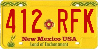 NM license plate 412RFK