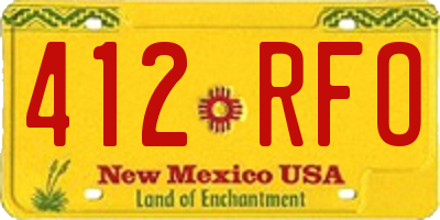 NM license plate 412RFO