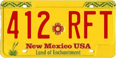 NM license plate 412RFT