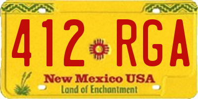 NM license plate 412RGA